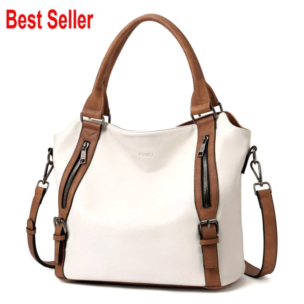 Large Vegan Leather Hobo Bag with Adjustable Strap, Multiple Pockets